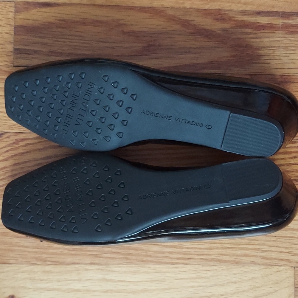 Adrienne Vittadini Palm Beach Black Patent Wedges w/ Rhinestone Details Size 6 - Picture 11 of 16